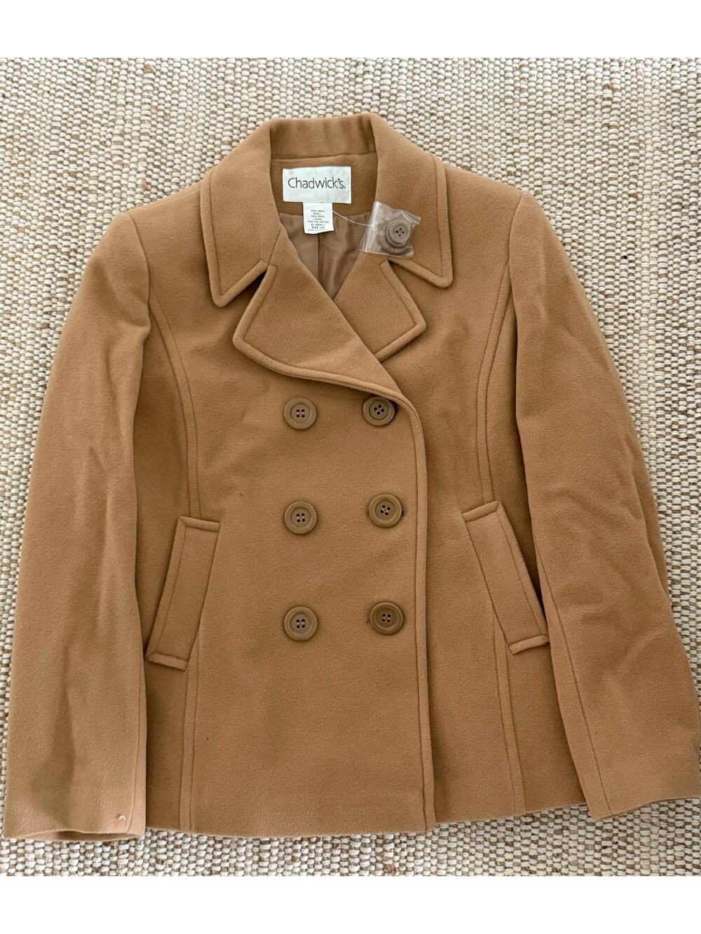 Vintage Camel Wool Peacoat | Double Breasted Petite Jacket (NWT)
